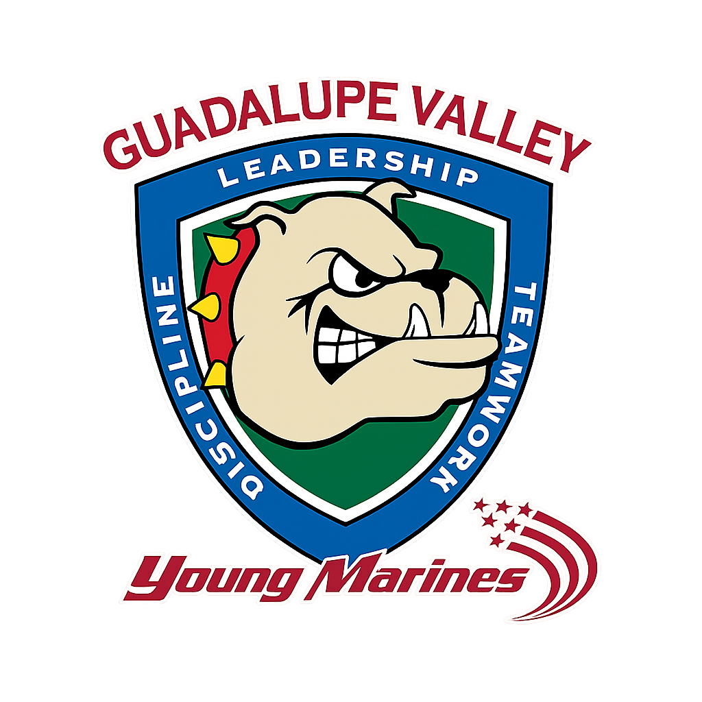 Guadalupe Valley Young Marines shield with bulldog
